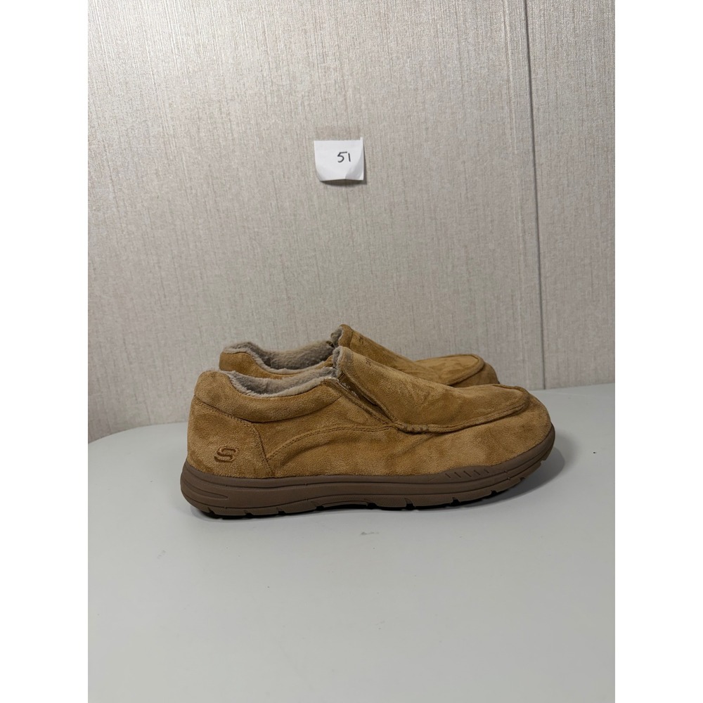 Skechers Mens Relaxed Fit Memory Foam Loafers Tan Slip On Shoes 66445 Size 9